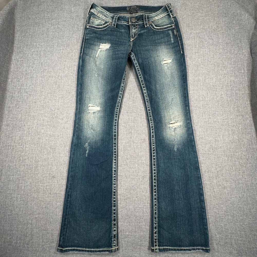 Silver Jeans Pioneer Bootcut Womens 32 (Fits 31x33) Distressed Thick Stitch Y2K